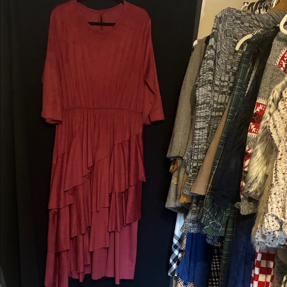 K&K Boutique Asymmetrical Burgundy Dress